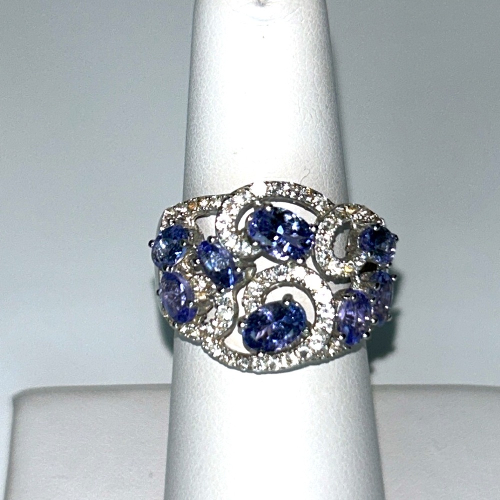 Chuck Clemency NYC 11 Sterling Silver Tanzanite White Topaz Designer Ring